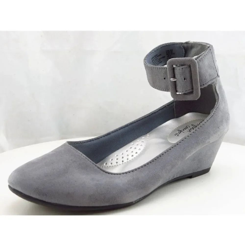 DEXFLEX COMFORT CLASSIC CAUSAL ROUND TOE LOW WEDGE PLATFORM HEEL SHOE